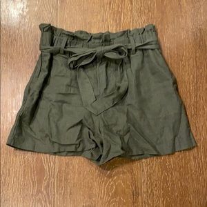 green paper bag shorts with bow
